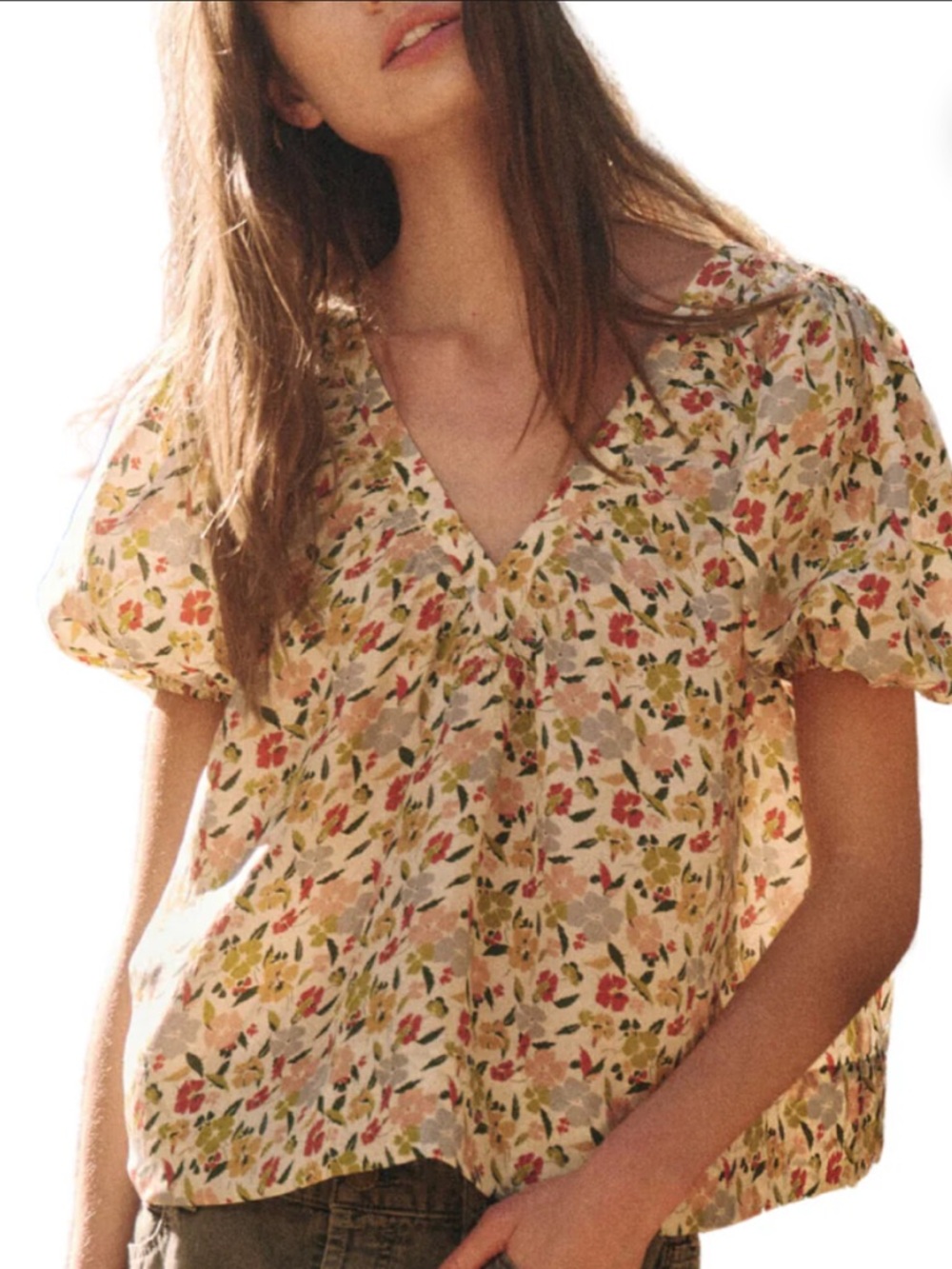 THE GREAT NWT 💯% SILK The Bungalow Top in Floating Petals Floral (Size M-L)